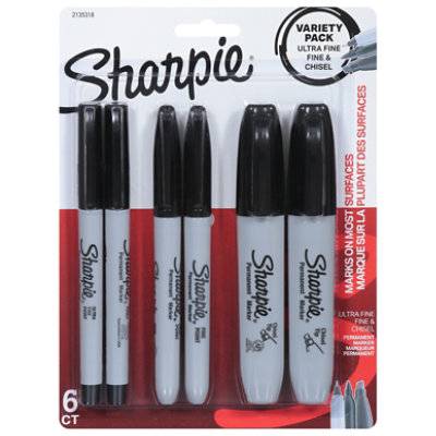 Sharpie Permanent Markers Assorted Tips 6ct