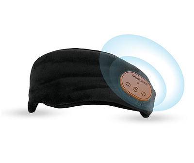 Black Plush Sleep Mask with Bluetooth Speaker