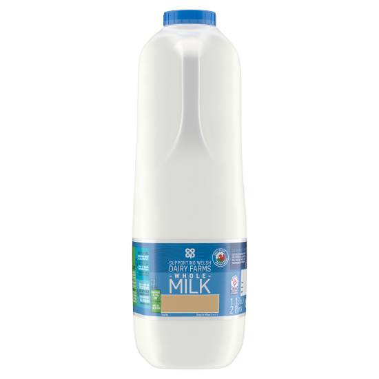 Co-Op Welsh Fresh Whole Milk 2 Pint 1.136ltr