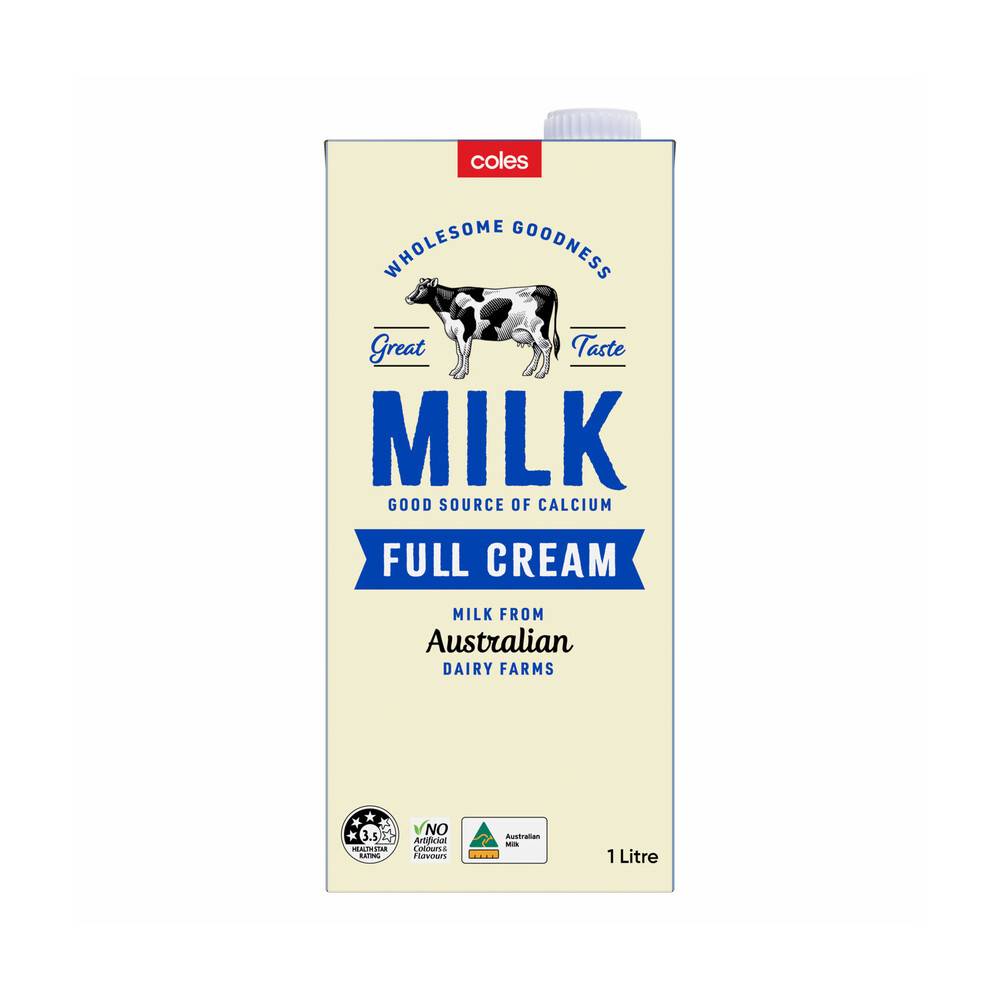 Coles Australian Full Cream Long Life Milk 1L
