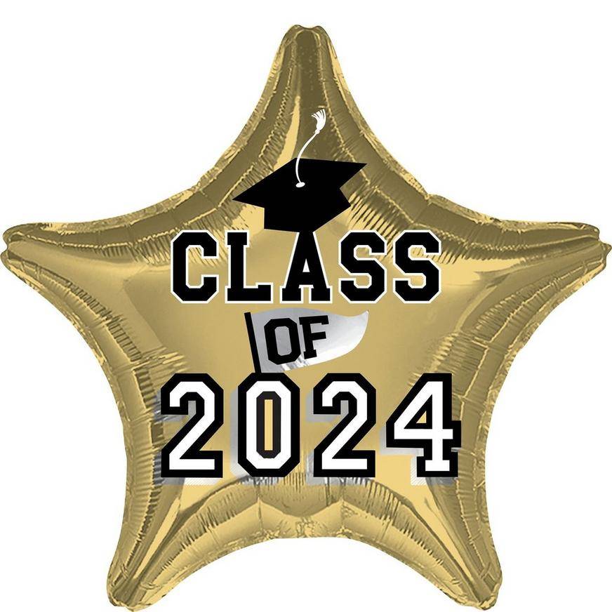 Party City Uninflated Class Of 2024 Graduation Star Foil Balloon (gold)