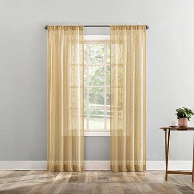 Real Living Tinsley Boucle Light Filtering Rod Pocket Curtain Panel (84"/gold)