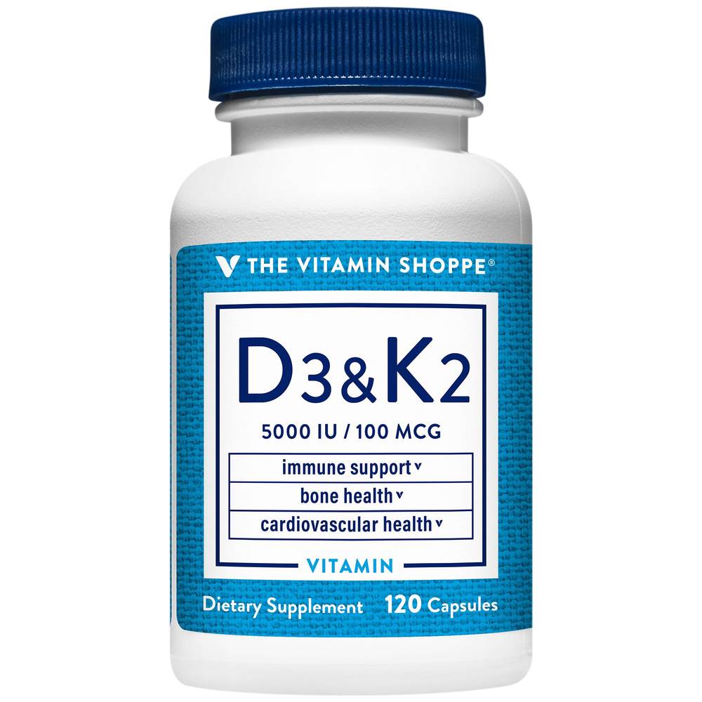 The Vitamin Shoppe D3 5000 Iu & K2 100 Mcg Capsules (120 ct)
