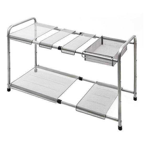 Squared Away 2-Tier Metal Mesh Expandable Under- Sink Shelf Organizer - Bed  Bath & Beyond - 39044002