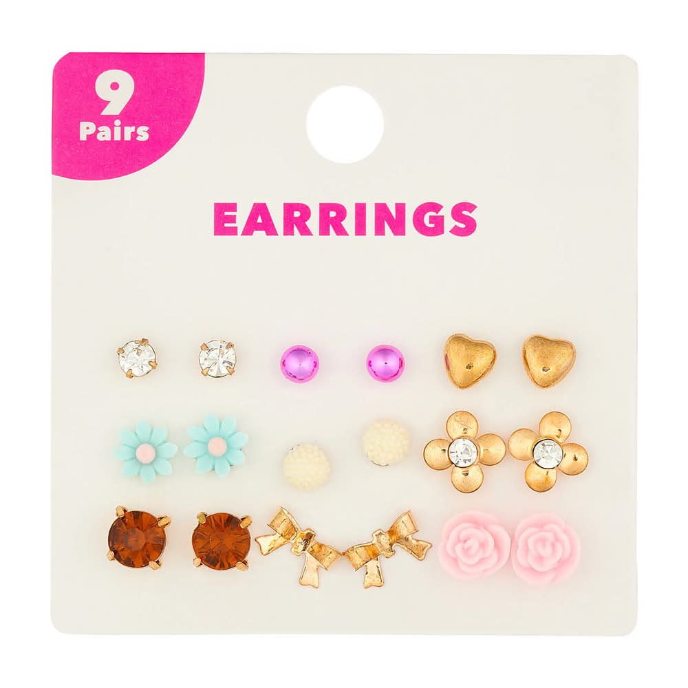 Small Stud Earrings Set 9 Pairs