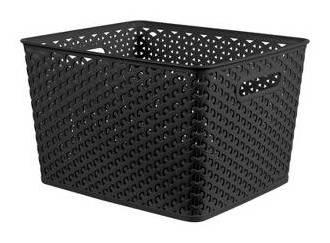 Brightroom Y-Weave Decorative Storage Basket, 11 in-Large, Black