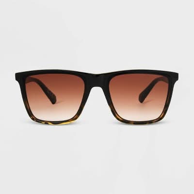 Universal Thread Shiny Plastic Tortoise Print Square Sunglasses With Gradient Lenses, Women, Black