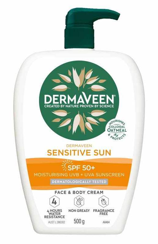 DermaVeen Sensitive Sun SPF50+ Moisturising Face & Body Sunscreen 500g