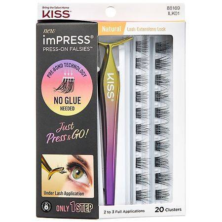 Kiss Impress Press-On Falsies Press and Go Black Eyelash Clusters (black)
