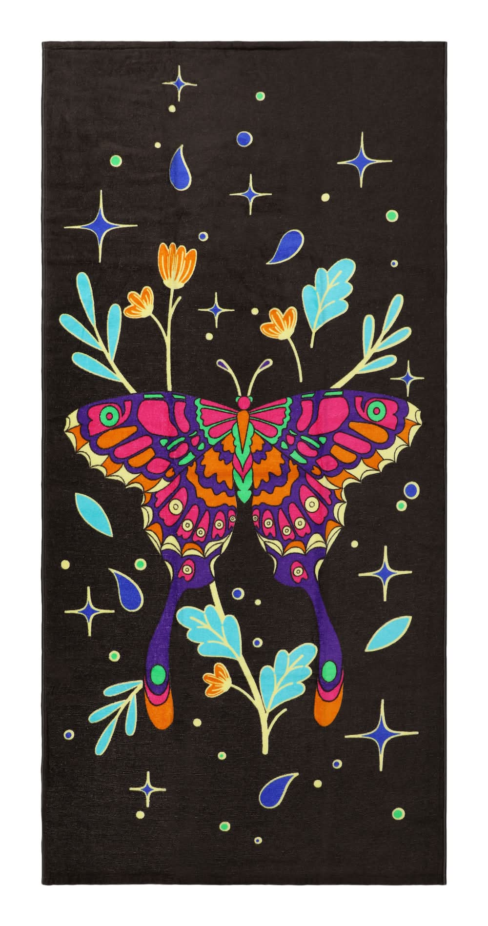 Printed Beach Towel, 58x28 in, Moth