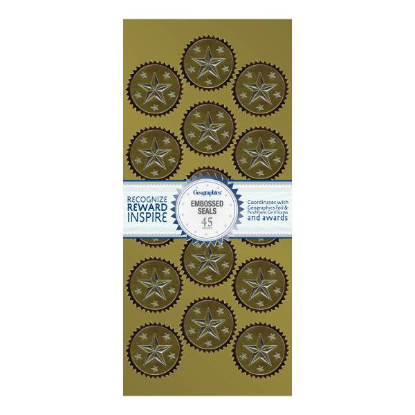 Geographics Embossed Seals 1-1/4" Gold/Silver Foil