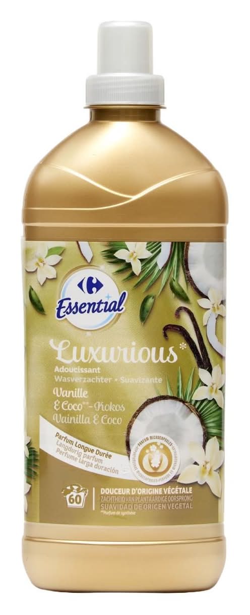 Adoucissant Concentré Vanille & Coco CARREFOUR ESSENTIAL - le flacon de 60 ml