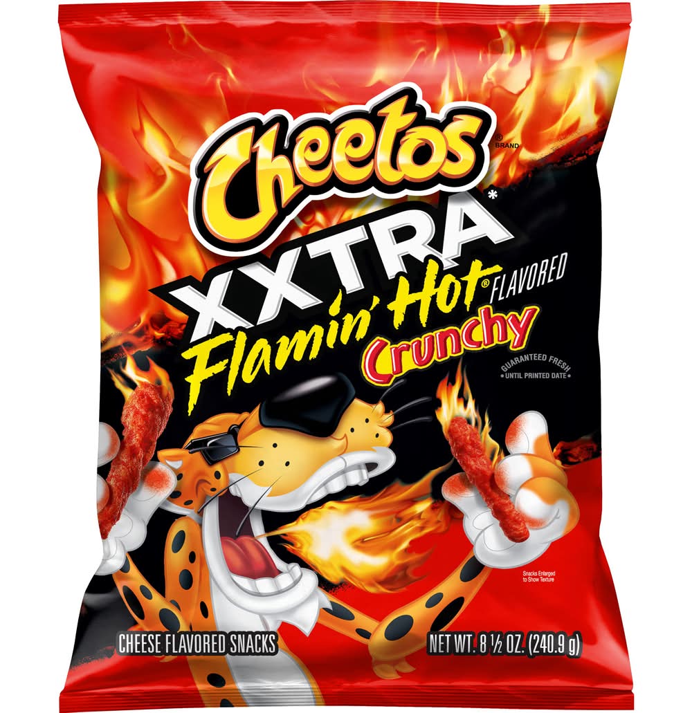 Cheetos Crunchy Snacks, Xxtra Flamin Hot-Cheese (8.5 oz)