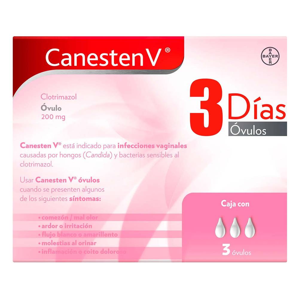 Canesten V · 3 Días clotrimazol óvulo 200 mg (3 un)