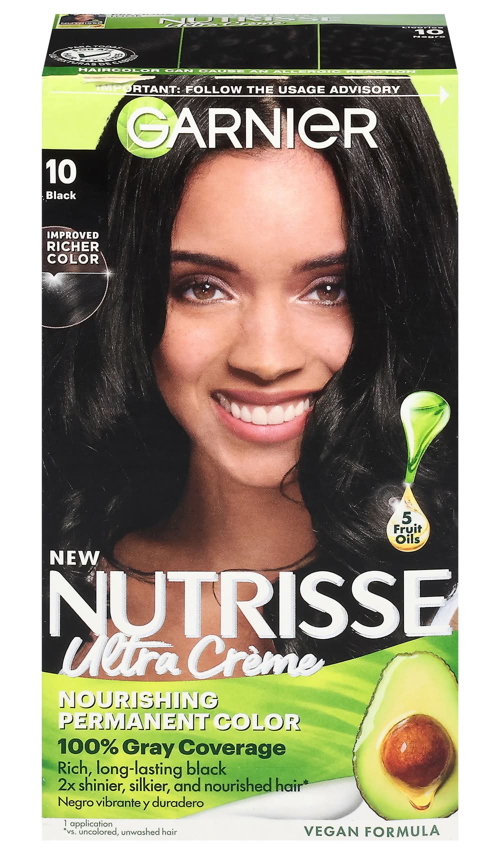 Garnier Nutrisse Licorice Permanent Haircolor, 10 Black (8 oz)