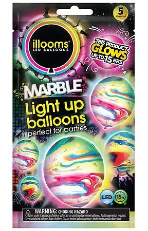illooms Marble Light Up Balloon (5 ct)