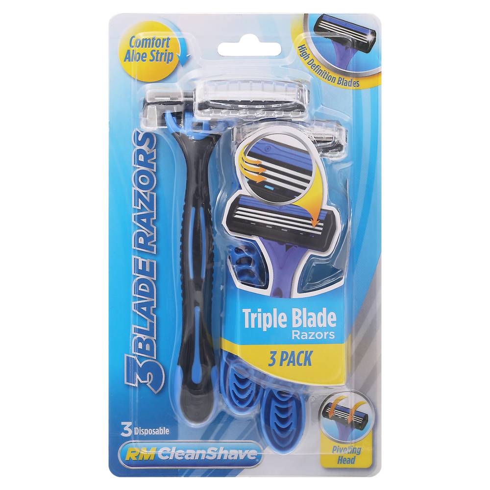 RM CleanShave Triple Blade Disposable Razors (3 ct)