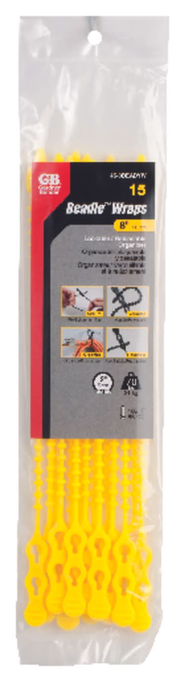 Gardner Bender 12 In. L Yellow Beaded Cable Tie 15 Pk