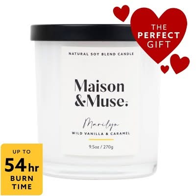 Maison & Muse Marilyn Natural Soy Blend Candle, Wild Vanilla-Caramel (9.5 oz)