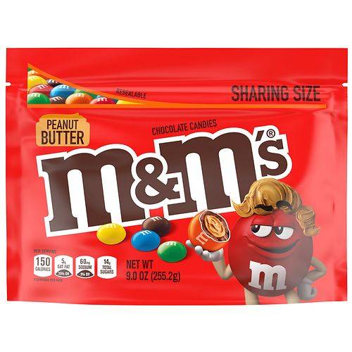 M&M's Candy, Sharing Size, Resealable Peanut Butter Milk Chocolate - 9.0 oz