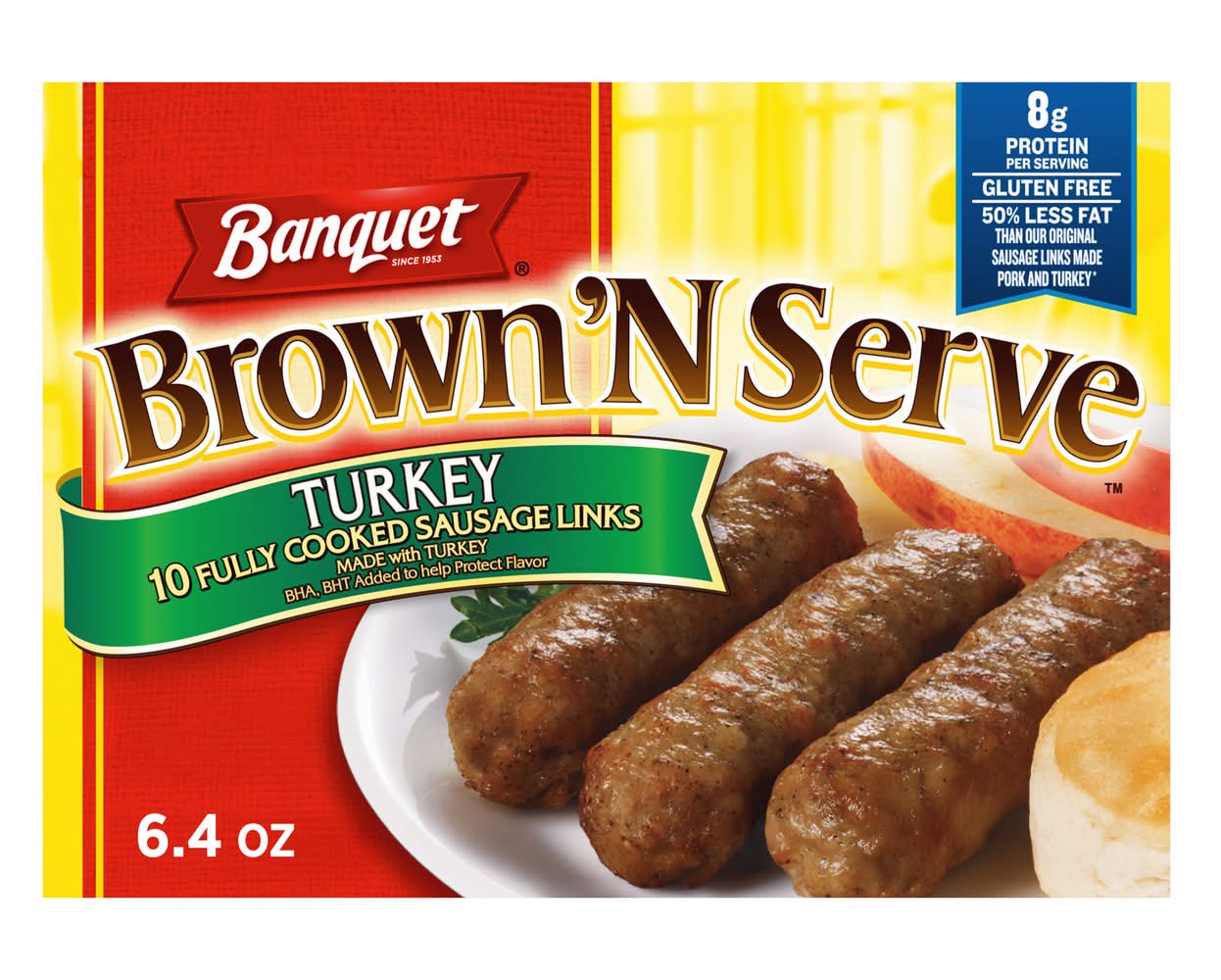 Banquet Gluten Free Brown'n Serve Fully Cooked Sausage Links, Turkey (6.4 oz, 10 ct)