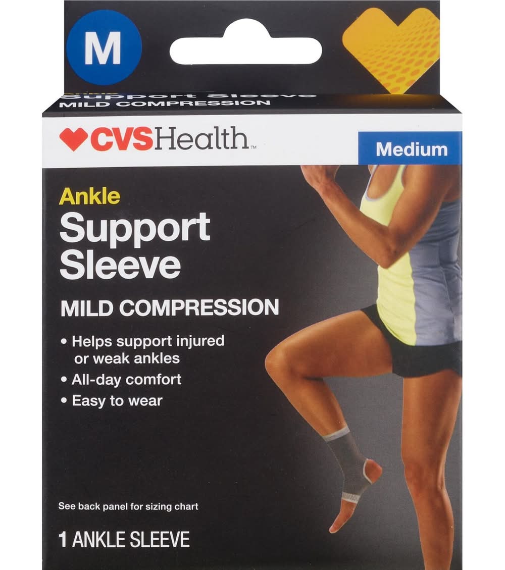 CVS Health Ankle Support Sleeve, M, Grey