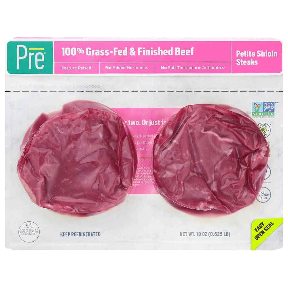 Pre 100% Grass Fed Petite Sirloin Steaks (10 oz)
