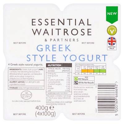Essential Waitrose & Partners Greek Style Yogurt