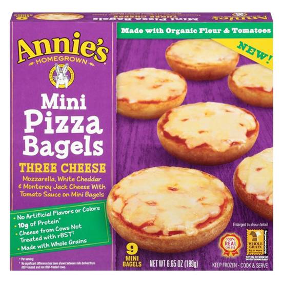 Annie's Homegrown Frozen 3 Cheese Mini Pizza Bagels 9ct 6.65oz
