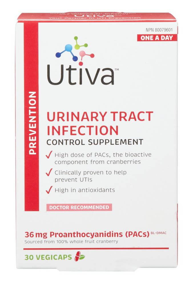 Utiva utiva caps.prev.infec.urinaire 30un (min 400 g) - urinary tract infection vegicaps 36 mg (30 units)