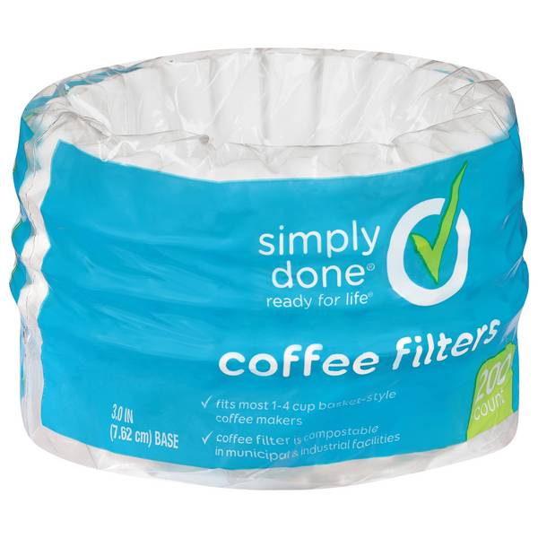 Simply Done Basket Style Coffee Filters, 3.0 In (200 ct)