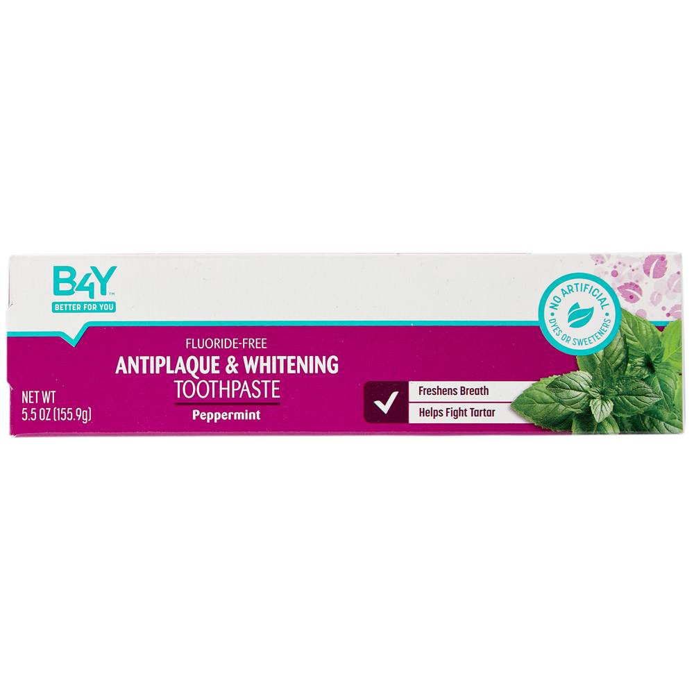 Rite Aid Brand B4Y Antiplaque & Whitening Toothpaste, Peppermint - 5.5 oz