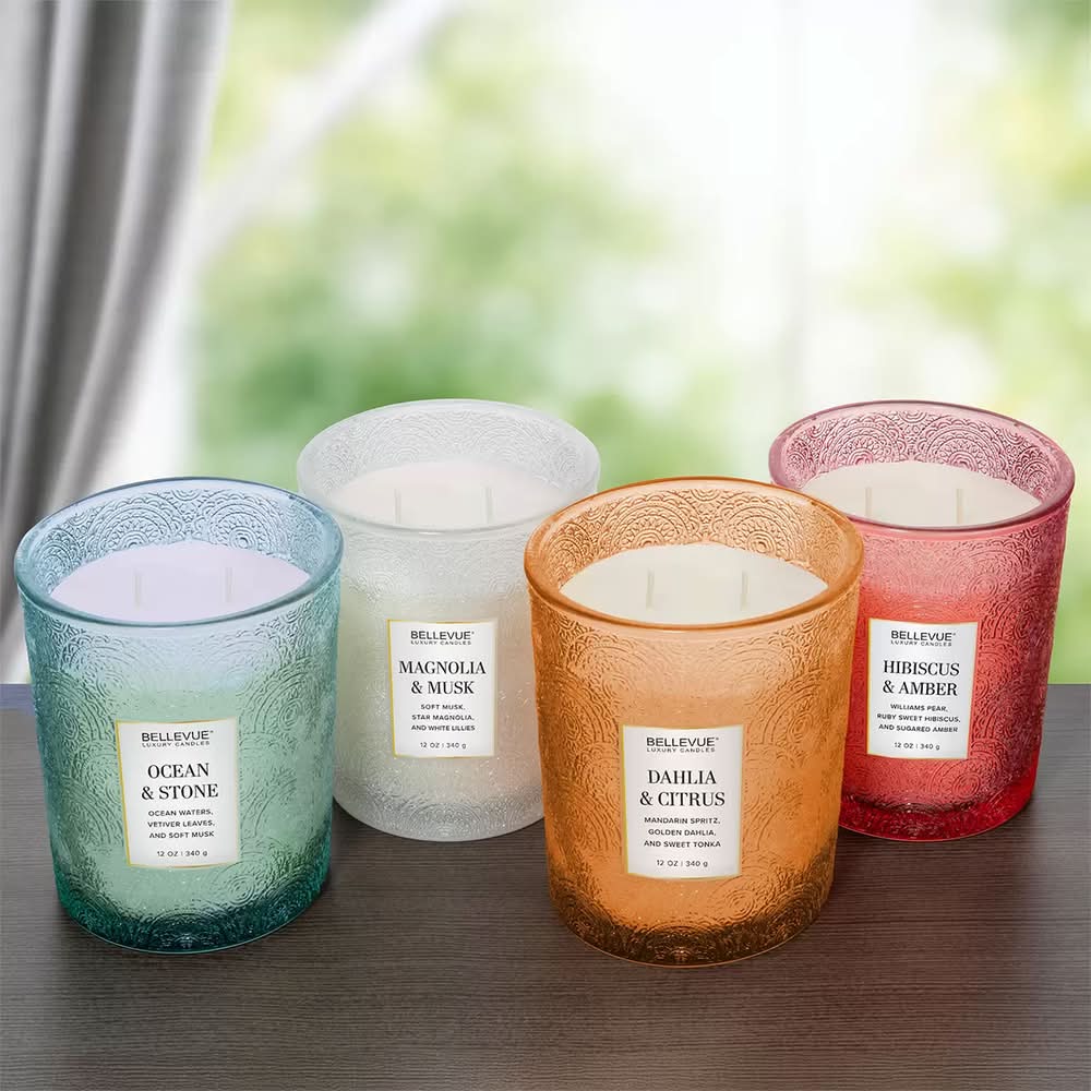 Bellevue · Veladoras de lujo 355 ml, surtido (4 x 340 g)