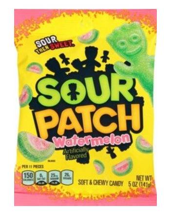 Sour Patch Soft & Chewy Candy Sour then Sweet Watermelon 5 oz Bag
