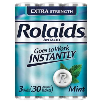 Rolaids Extra Strength Mint Antacid Chewable Tablets, Mint (1.92 oz, 30 ct)