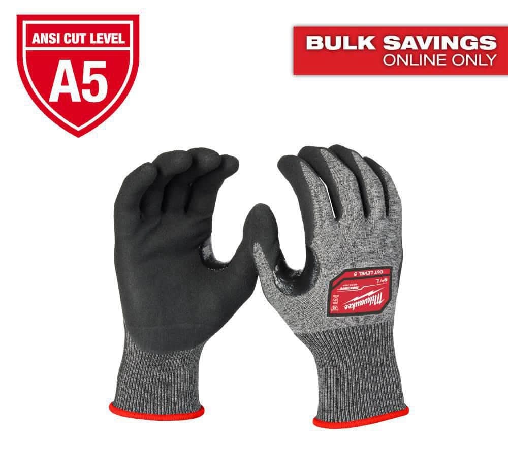 Milwaukee Medium High Dexterity Cut 5 Resistant Nitrile Dipped Outdoor And Work Gloves