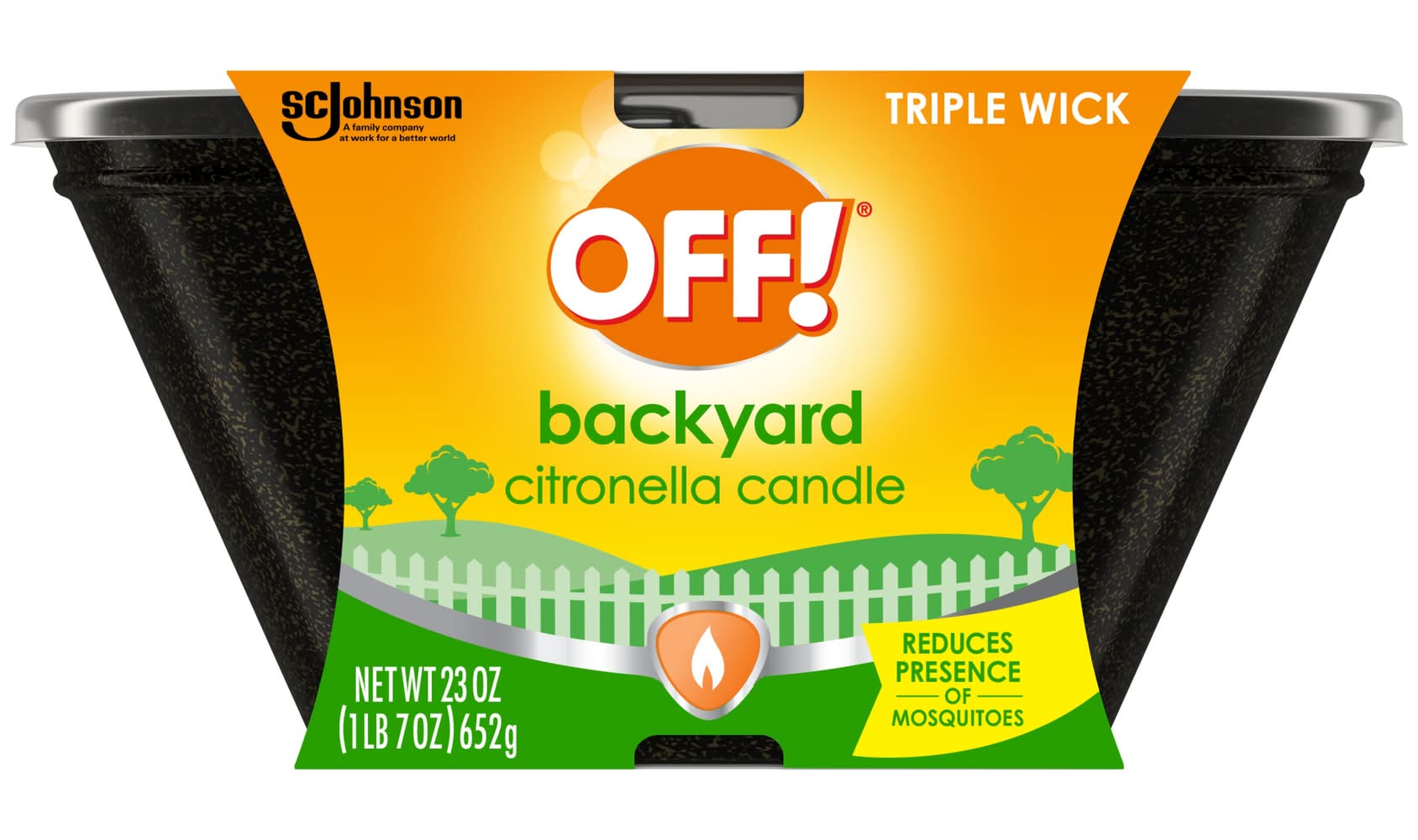 Off! Essentials Mosquito Control 3 -Wick Metal Tabletop Citronella Candle
