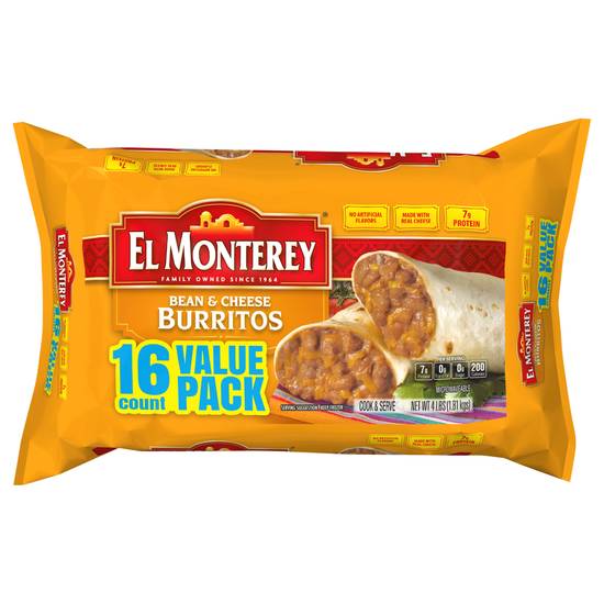 El Monterey Value pack Bean and Cheese Burritos (16 ct)