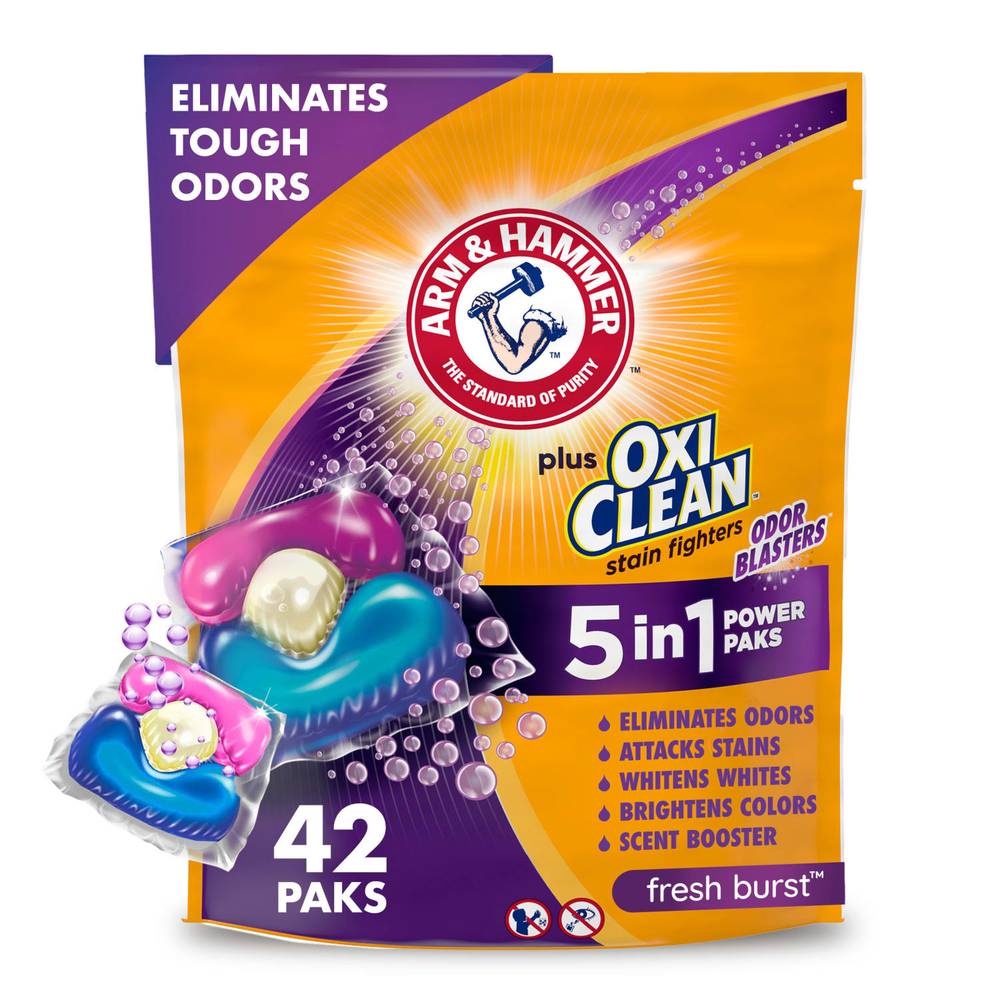 Arm & Hammer Oxiclean Odor Blaster Laundry Detergent, Fresh Scent (1.85 lbs, 42 ct)