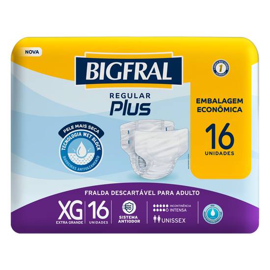Bigfral fralda geriatrica regular plus xg (16 unidades)
