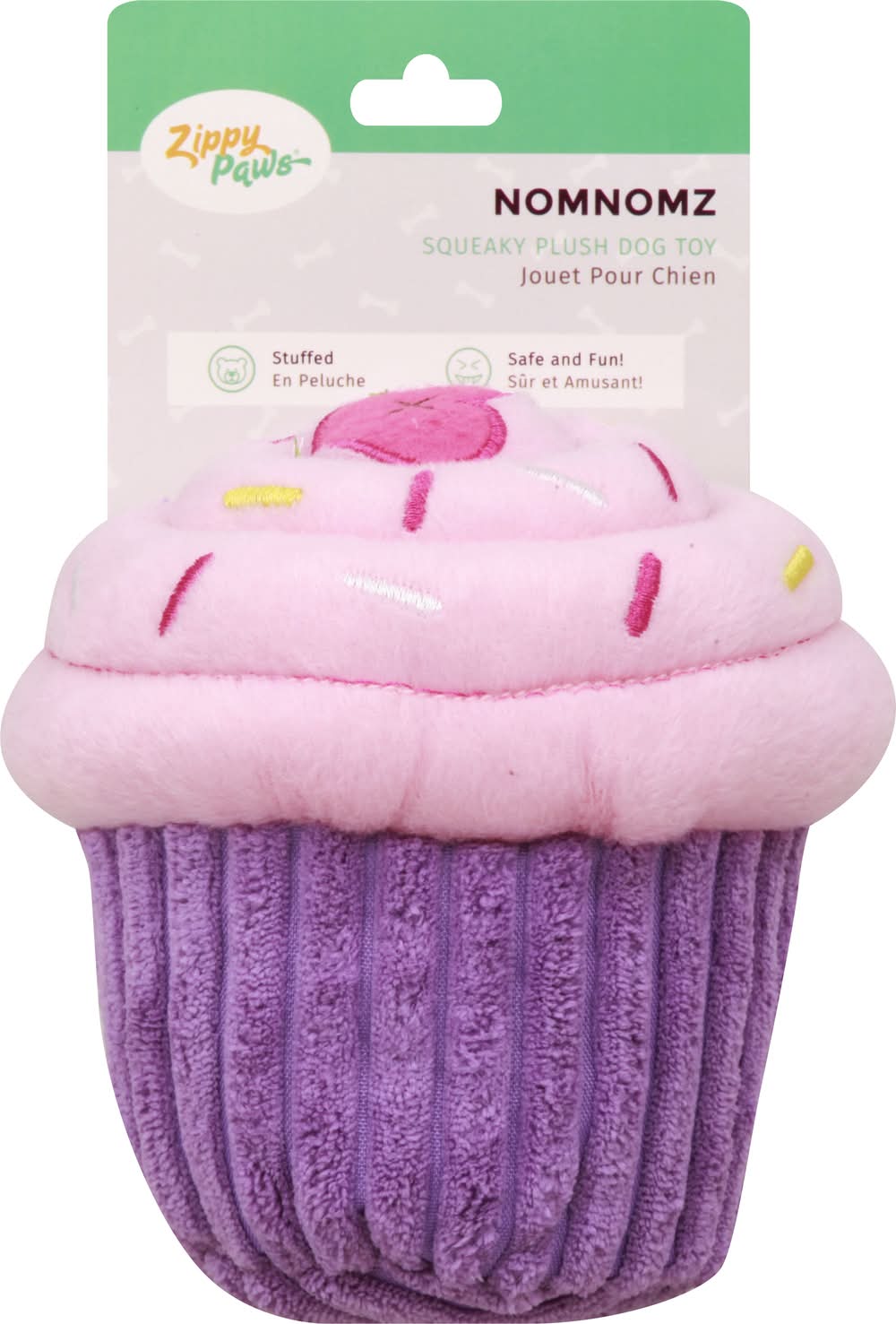 Zippy Paws Nomnomz Pink Cupcake Squeaky Plush Dog Toy (3.2 oz)