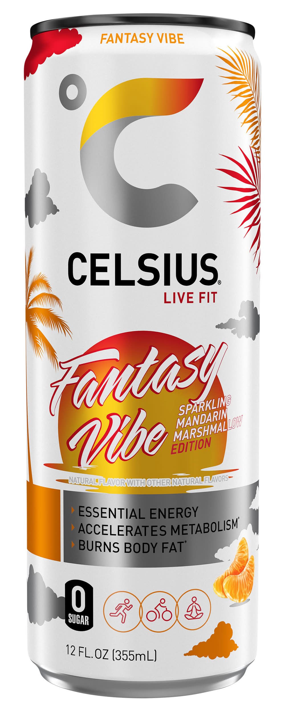 Celsius Live Fit Sparkling Energy Drink, Mandarin Marshmallow (12 fl oz)