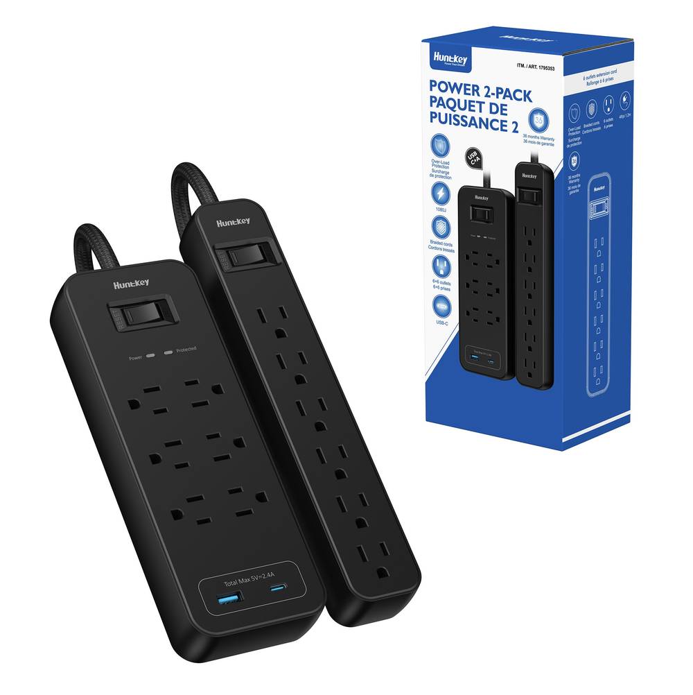 Huntkey - Barre De Protection, Paquet De 2 / Huntkey Power Strip, 2-Pack