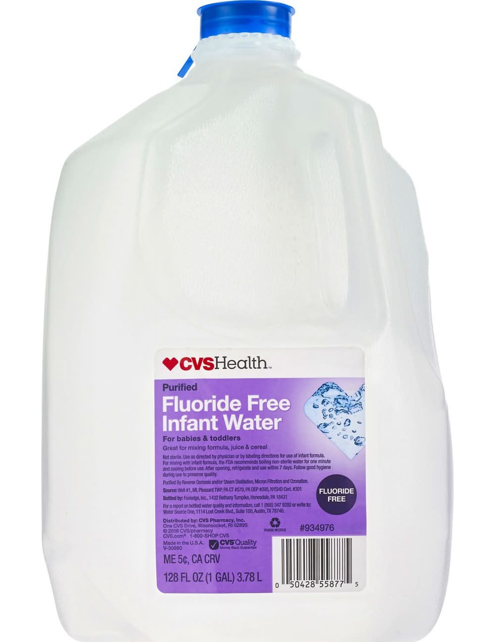 CVS Purified Fluoride Free Infant Water, 128 OZ