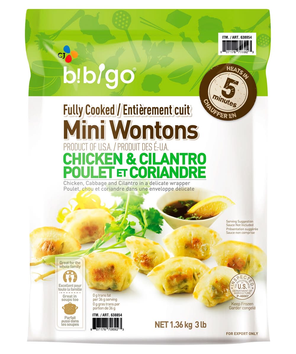 Poulet Coriandre Wonton 9/1.36Kg / Mini Chk Wonton 10/1.36Kg