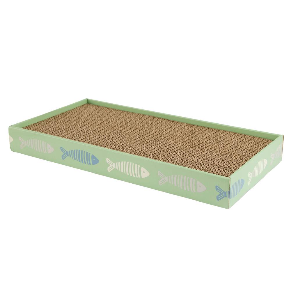 Whisker City Fish Double Wide Basic Corrugate Cat Scratcher, Green