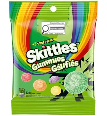 Skittles gummies surs - skittles gummies chewy candy, sour (130 g)