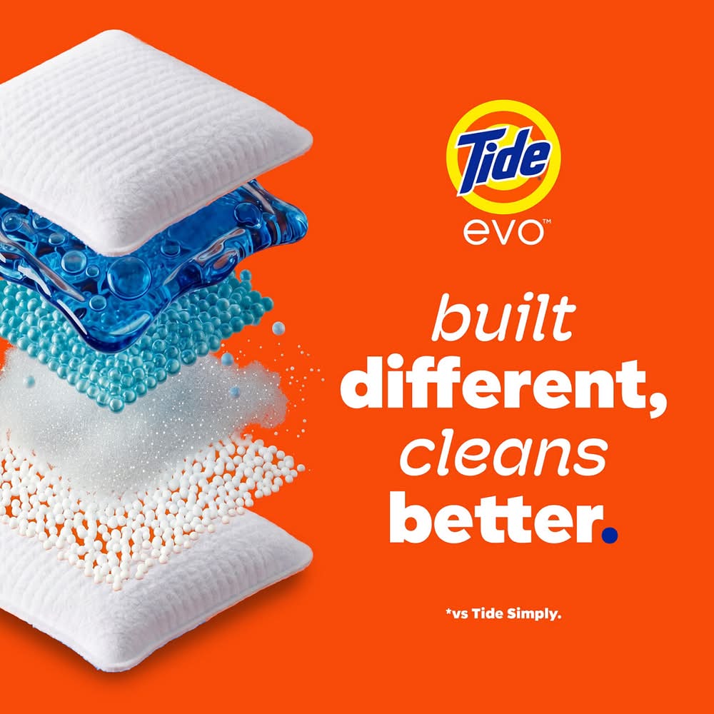 Tide Evo Laundry Detergent Tiles Original Tide Scent 42 Ct No Fillers. No Extra Water. Just Tide Clean. Real Laundry Magic