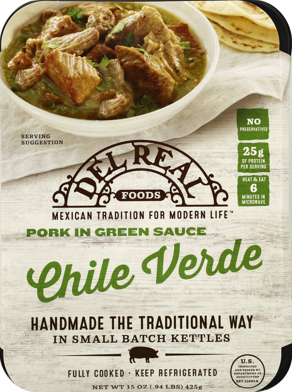 Del Real Foods Chile Verde Pork in Green Sauce (1 lbs)