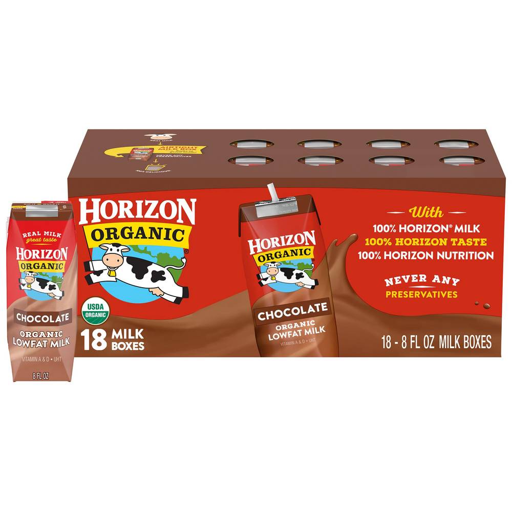 Horizon, Organic Chocolate Lowfat Milk, 8 fl oz, 18-Count